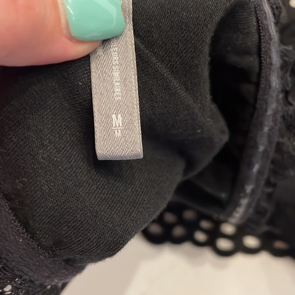 AERIE AE BLACK LACE UNPADDED Strapless BRALETTE Lacey boho festival Size Med - Picture 11 of 13